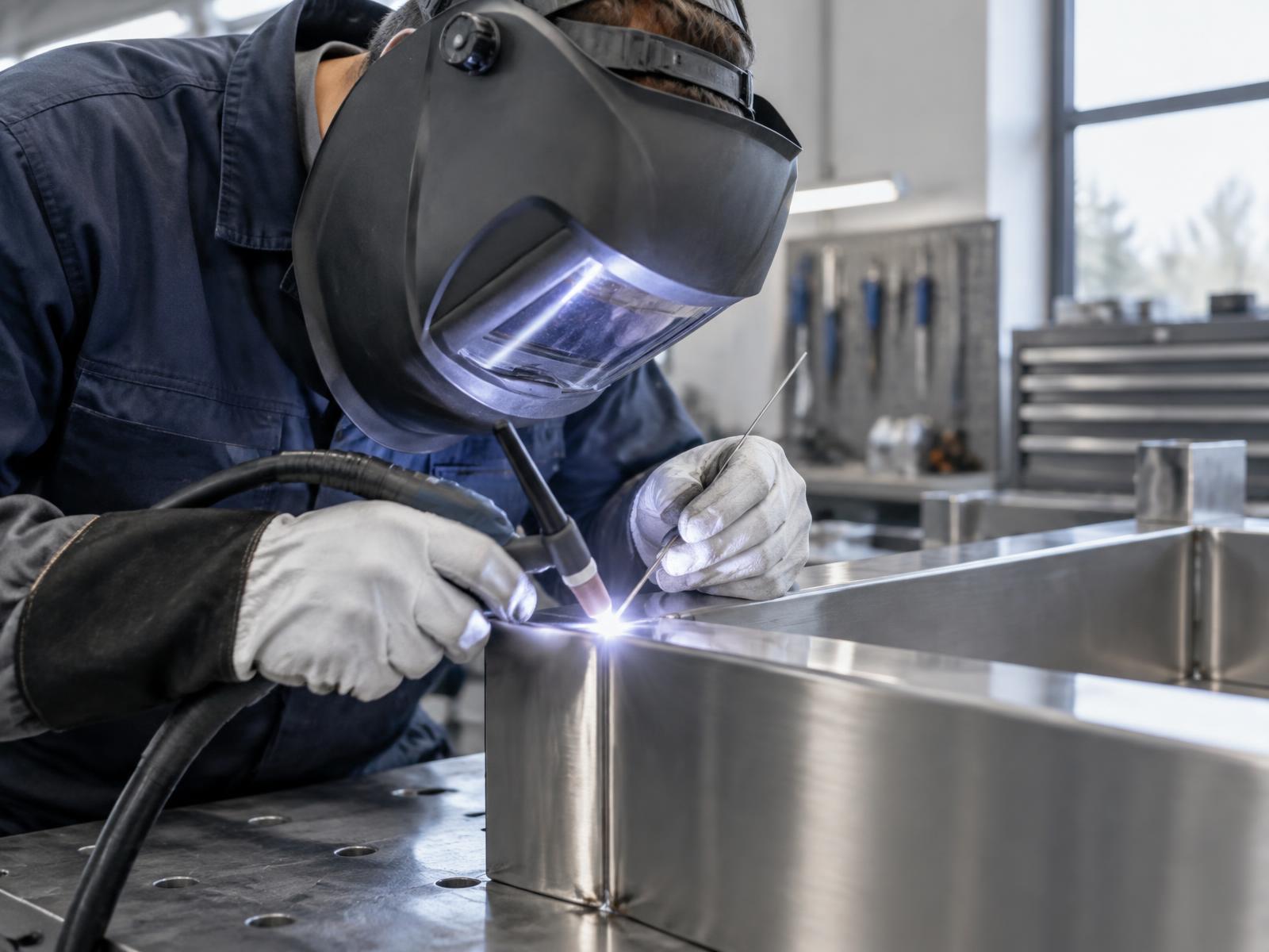 Soudure TIG précise sur un assemblage en acier